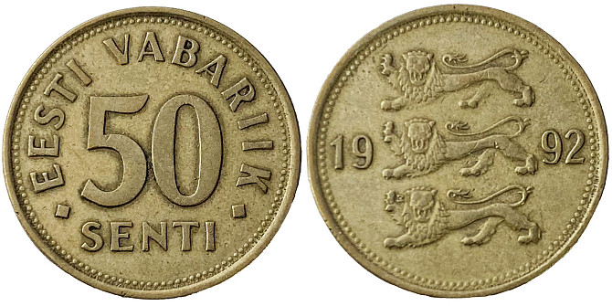 Эстония 50 сентов, 1991-2008(БС) Полтава - изображение 1