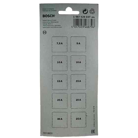 Комплект предохранителей STANDART Bosch 5A-30A 10шт. Ковель