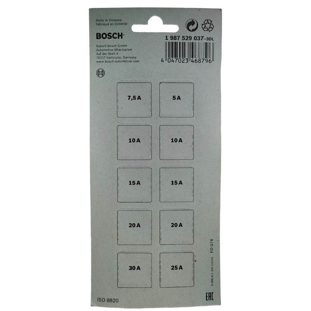 Комплект предохранителей STANDART Bosch 5A-30A 10шт. Ковель - изображение 3