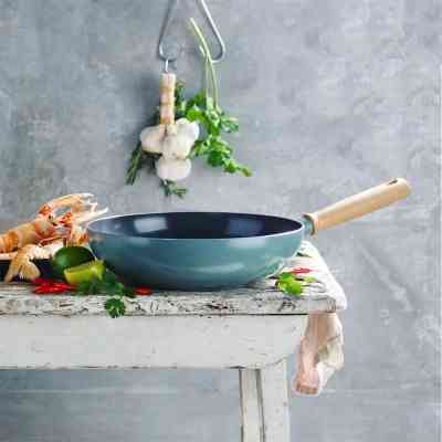 Сковорода GreenPan Mayflower Вок 28 см, 3,6 л з керамічним покриттям, блакитний (CC001683-001) Вінниця