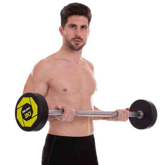 Штанга фіксована пряма поліуретанова Zelart 2689-30 довжина 107 см 30 кг Київ
