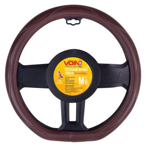 Чохол на кермо VLOD-LF2161 BR M коричневий шкіра один шов flat Харків - фото 1