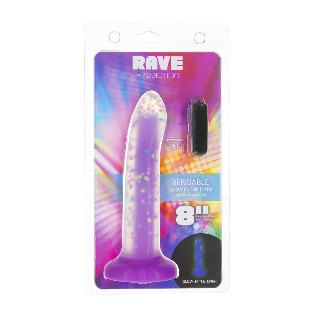 Светящийся в темноте фаллоимитатор ADDICTION Rave 8″ Glow in the Dark Dildo Purple Confetti , 20,3 см Sex Aura Киев - изображение 7