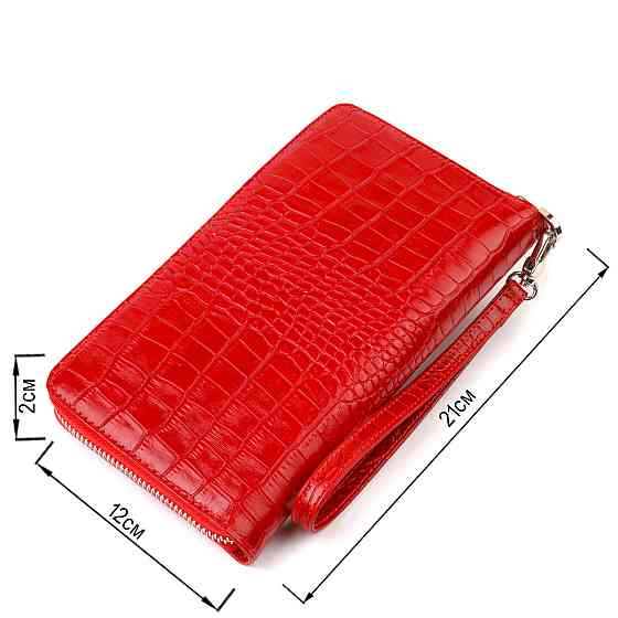 Функціональний клатч для жінок з натуральної шкіри з тисненням під крокодила CANPELLINI 21920 Червоний Київ