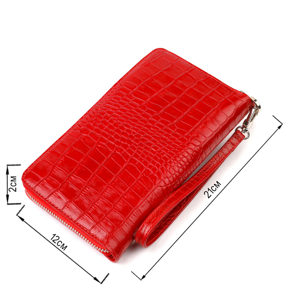 Функциональный клатч для женщин из натуральной кожи с тиснением под крокодила CANPELLINI 21920 Красный Киев - изображение 3