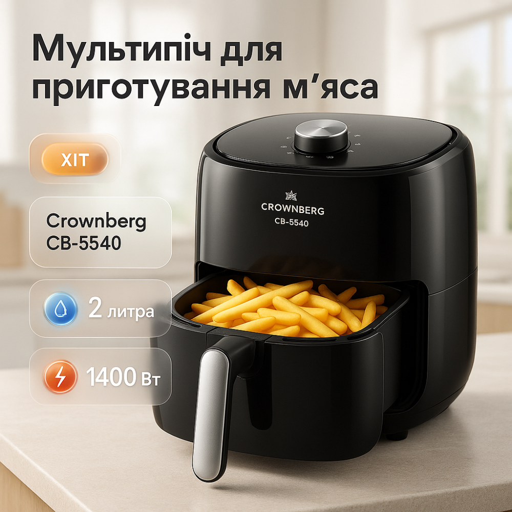 Фритюрница для вкусных и полезных блюд Crownberg CB-5540 2л 1400Вт, Мультипечь для запеканок YH-90 Львов - изображение 15
