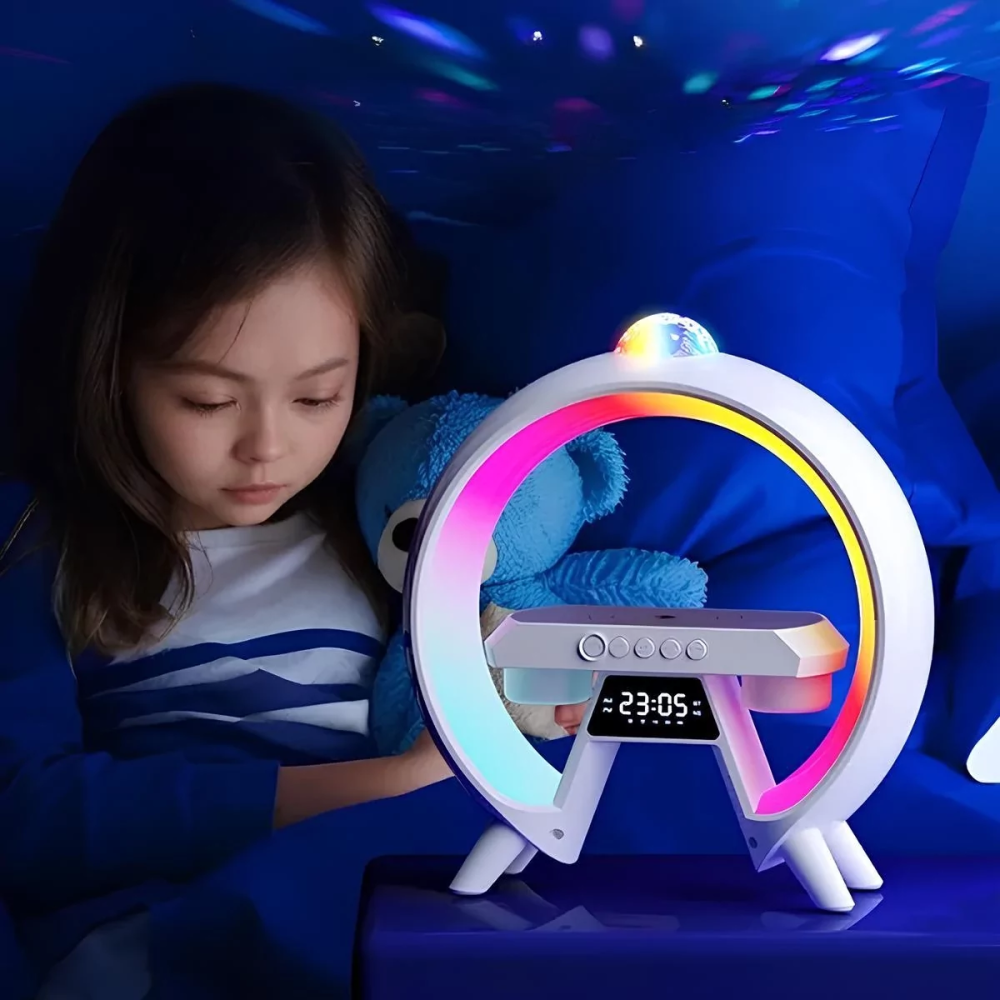 Лампа настольная HM-G66 смарт ночник с проекцией USB Bluetooth с беспроводной зарядкой Белый Винница - изображение 2