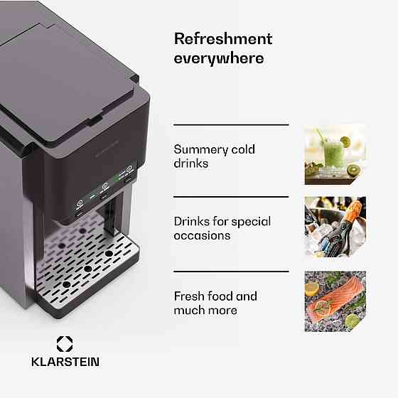 Ледогенератор Klarstein ArcticBlend 3-в-1, 20 кг/сутки, 6 л, 12 шт при 6-9 мин, колотой лёд, вода Киев