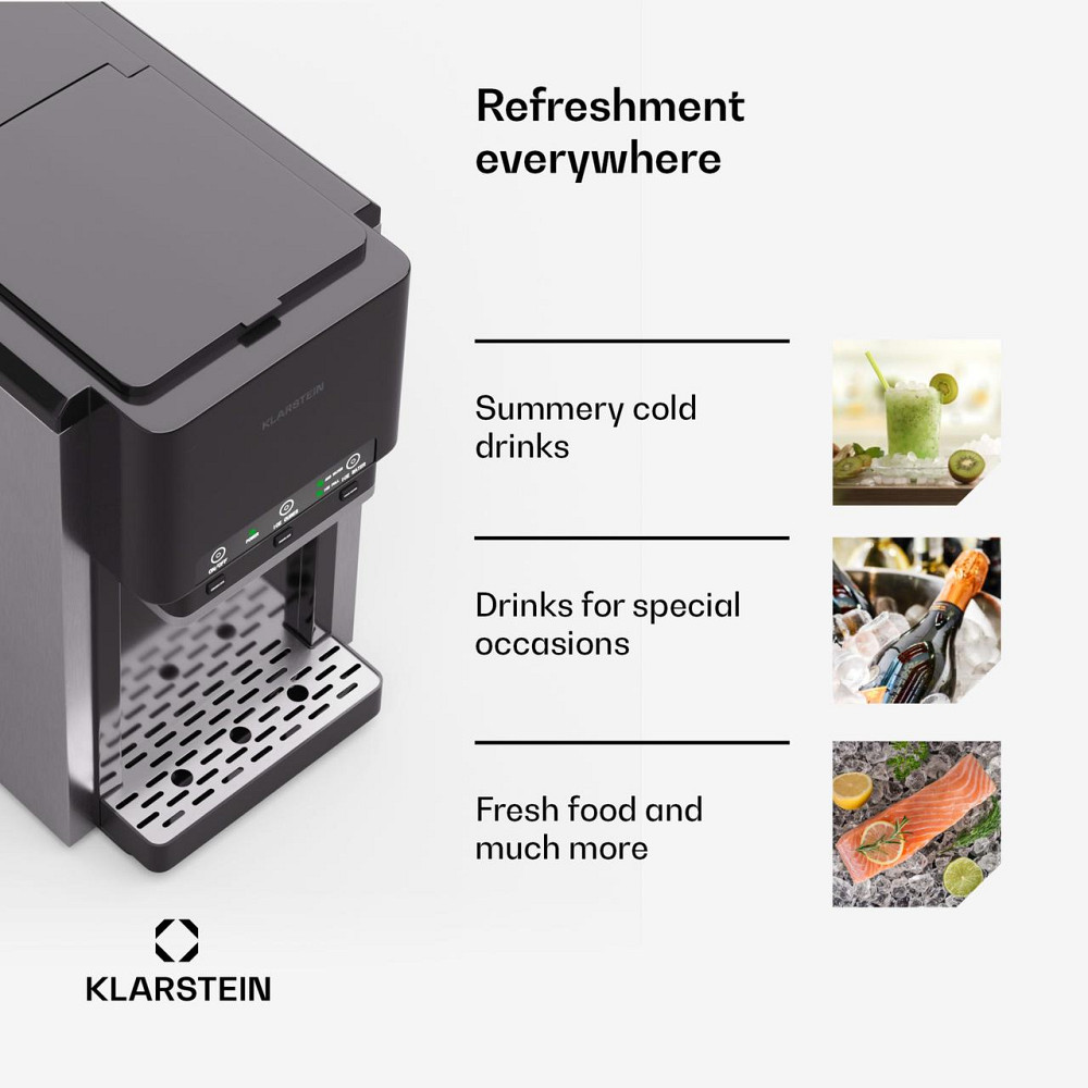 Ледогенератор Klarstein ArcticBlend 3-в-1, 20 кг/сутки, 6 л, 12 шт при 6-9 мин, колотой лёд, вода Киев - изображение 6