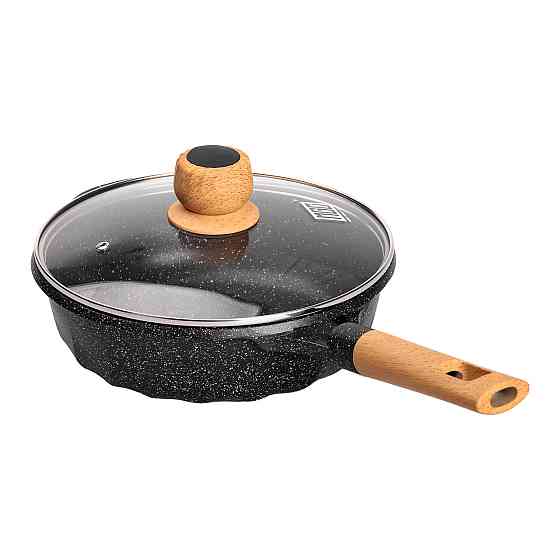 Алюмінієвий сотейник 2,7 л з мармуровим антипригарним покриттям Ø 24 см чорний HP-4-436B Коломия