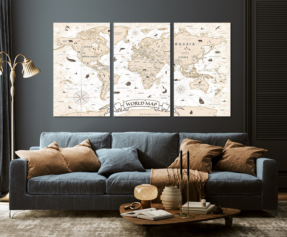 Модульна картина у вітальню/ спальню     Мапа світу    ART-026_3A 100х150 см Київ - фото 4