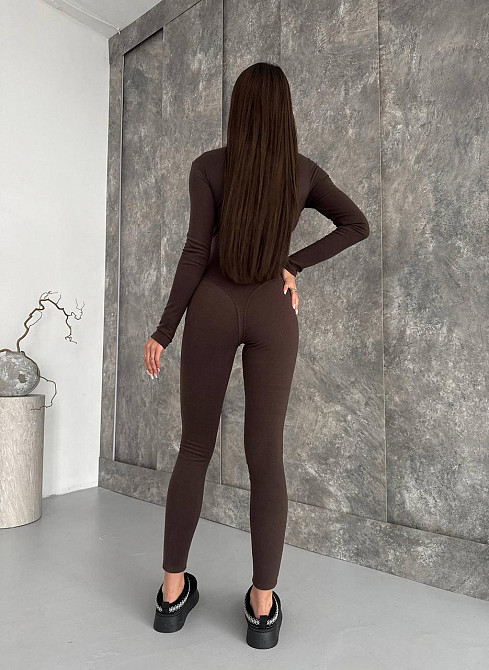 Женский теплый облегающий комбинезон пума Шоколад, 44/46 Одесса - изображение 6