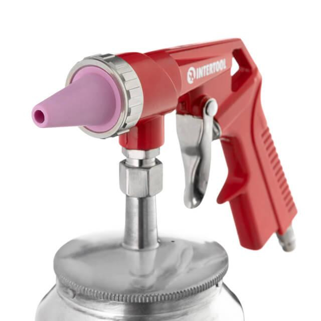 Пістолет піскострумінний, пневматичний, форсунка: 6 мм, нижня подача піску, металевий бачок 1000 мл, 8 атм INTERTOOL PT-0707 Київ - фото 4