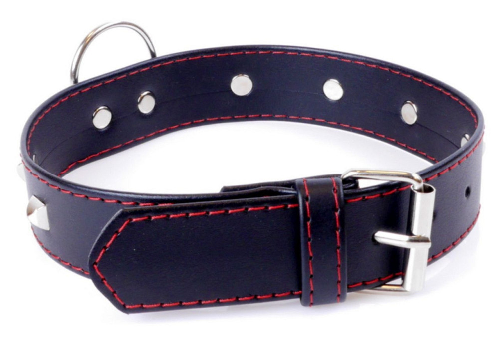 Ошейник из искуственной кожи с металлическими заклепками Fetish Boss Series - Collar with studs Red Line, Sex Aura Киев - изображение 2