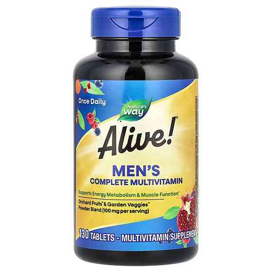 Мультивитамины для мужчин, Alive!® Men's Complete Multivitamin, Nature's Way, полный комплекс, 130 таблеток Луцьк