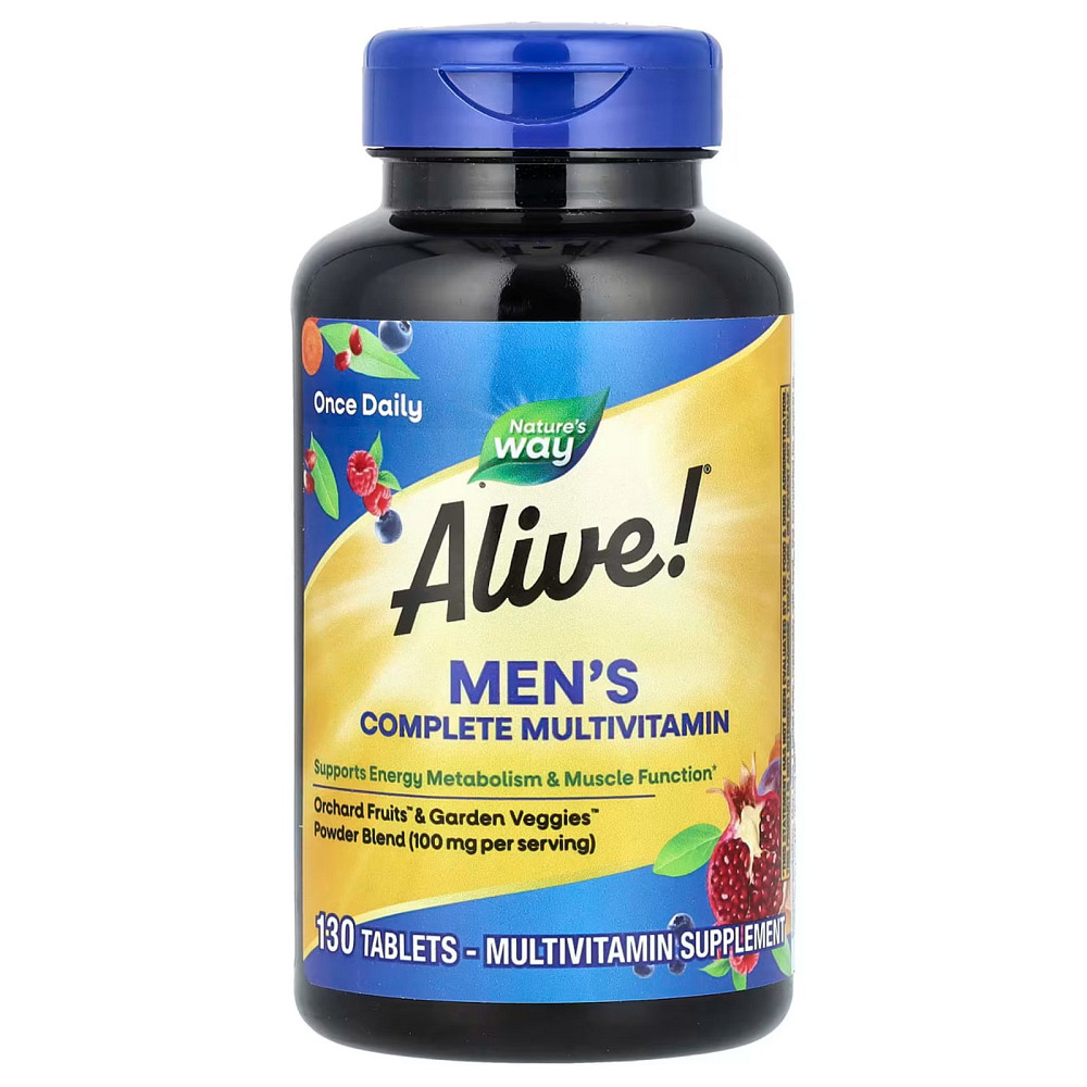 Мультивитамины для мужчин, Alive!® Men's Complete Multivitamin, Nature's Way, полный комплекс, 130 таблеток Луцьк - фото 1