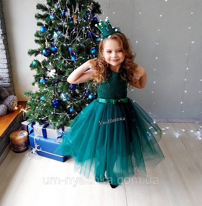 Смарагдове нарядне плаття на дівчинку Зелене плаття ялинка 73 Кривий Ріг - фото 1