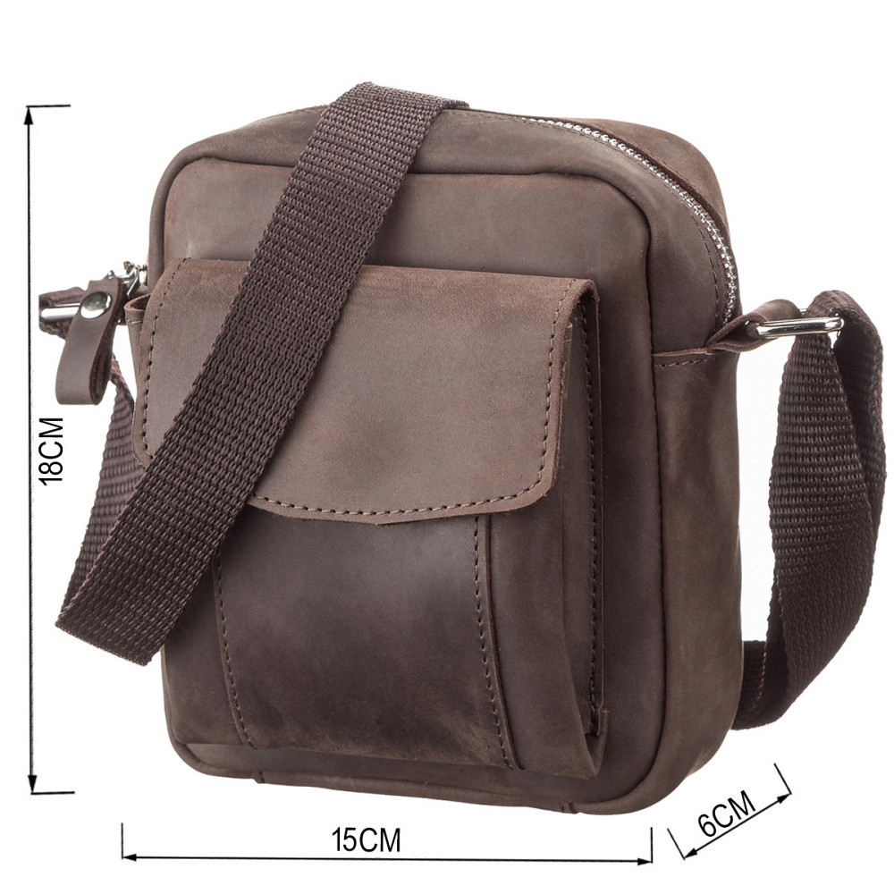 Сумка SHVIGEL 11077 з вінтажній шкіри Коричнева Київ - фото 3