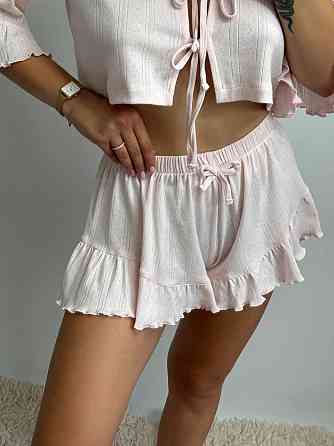 Женский комплект на завязках с шортами Розовый XL-2XL Харьков