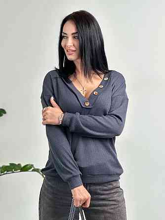 Жіночий пуловер з гудзиками "Pearl" оптом | Норма Графіт, 42-44 Київ