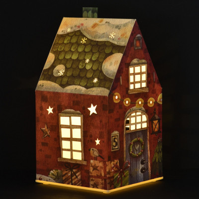 Прикраса декоративна YES! Fun Будиночок-світильник Картон LED Червоний 21см (801215) Вінниця - фото 2