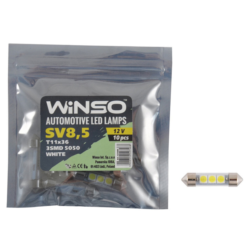 LED автолампа Winso 12V SMD SV8.5 T11x36, 10шт Київ - фото 1