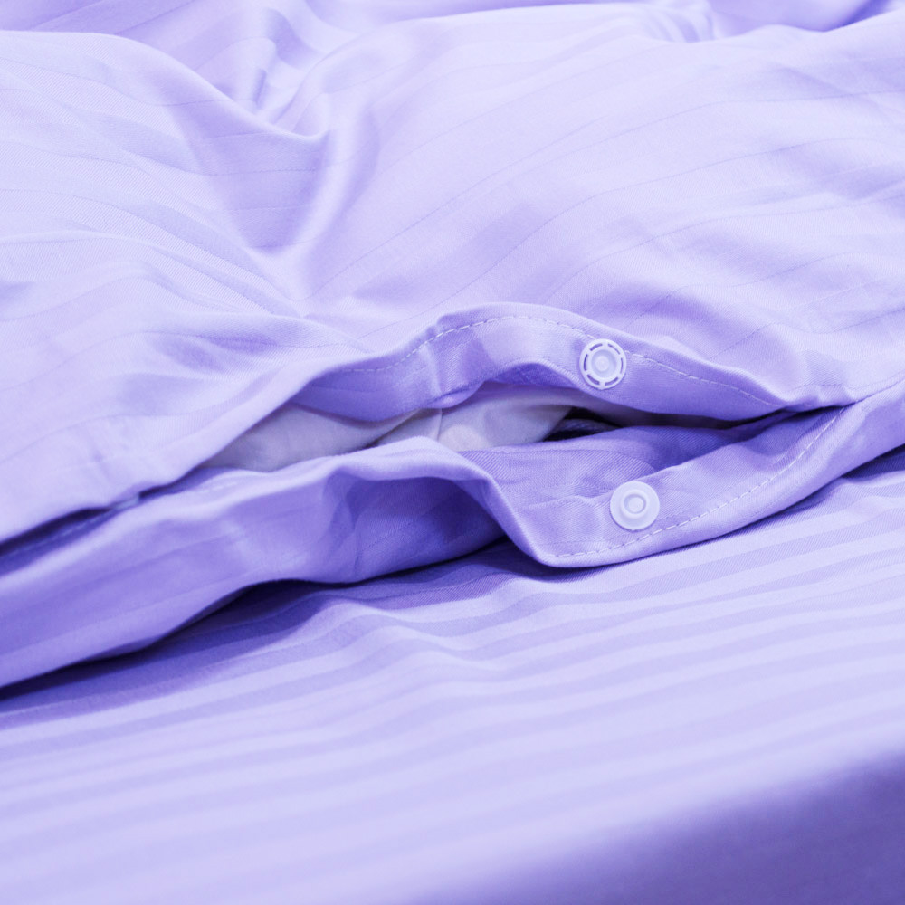 Постельная страйп сатин комплект двуспальный 125 г/м2 YouStar (Лавандовый) 2 х 50х70 Сумы - изображение 3