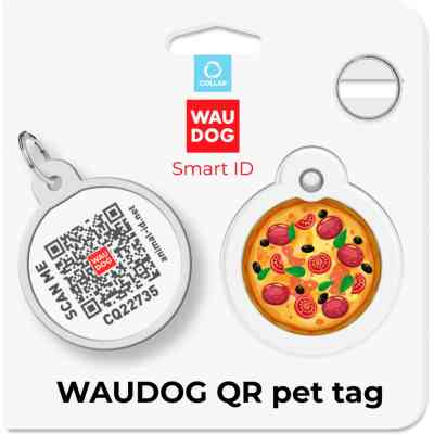 Адресник для животных WAUDOG Smart ID с QR паспортом "Пицца", круг 30 мм (230-4038) Винница