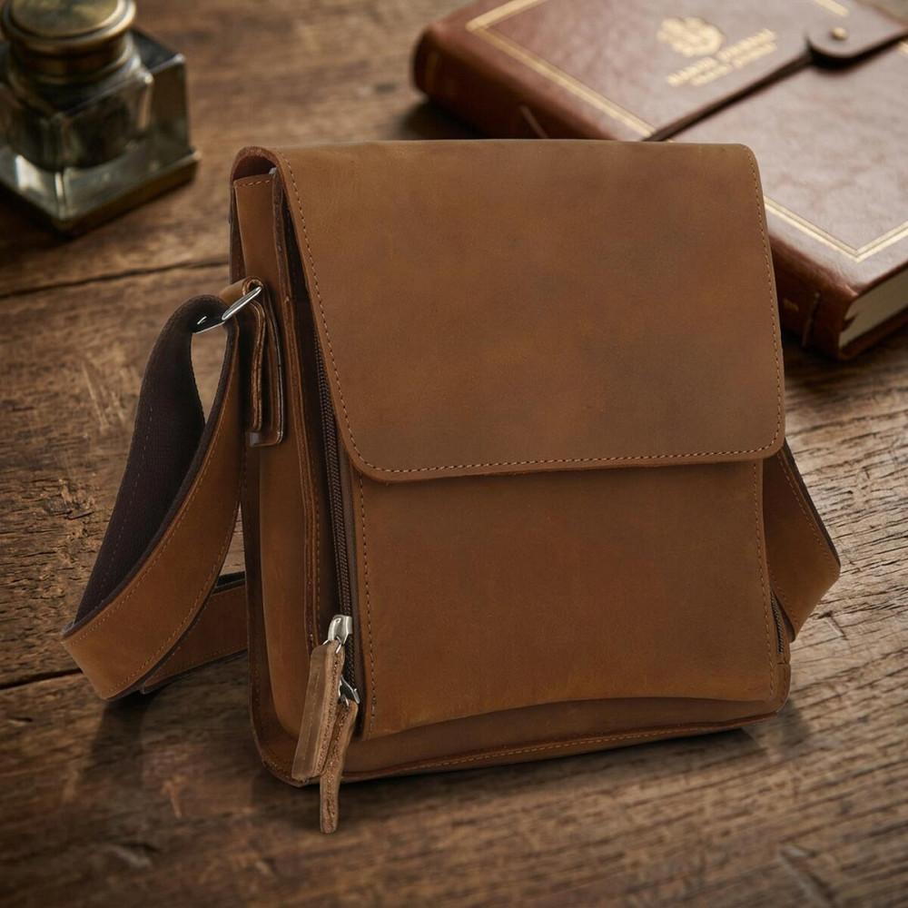 Кожаная мужская сумка через плечо для документов и города Vintage 14159 Коричневая Киев - изображение 17