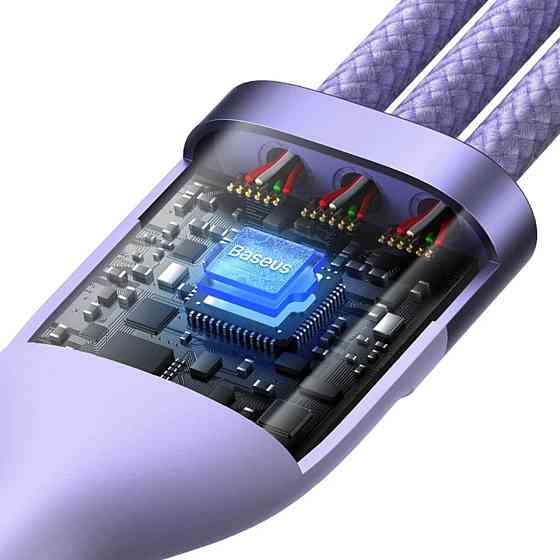 Кабель Baseus Flash Series II One-for-three Fast Charging Data Cable USB to M+L+C 100W 1.2m Purple CASS030005 Одеса