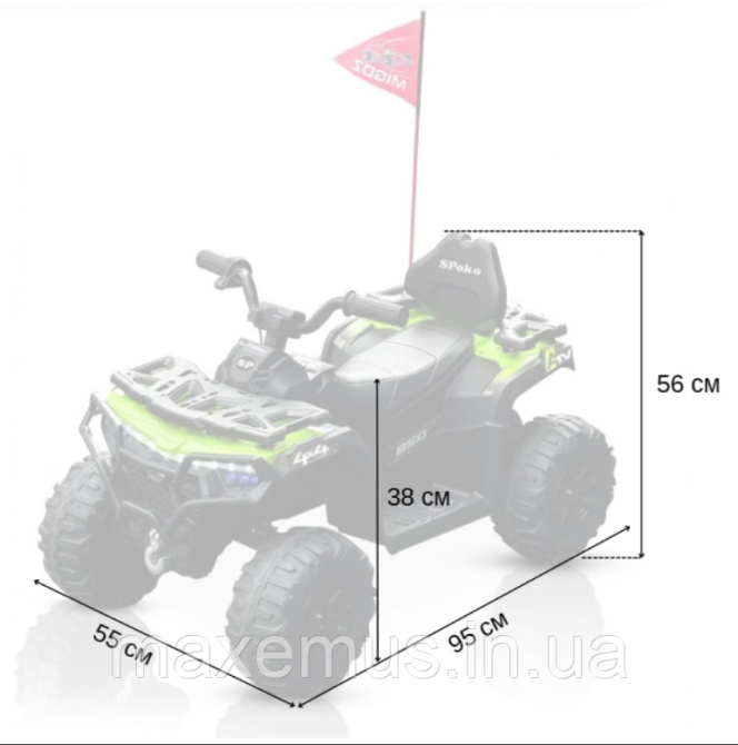 Электроквадроцикл детский аккумуляторный SP 9 1 8 мощный электроквадроцикл для ребенка до 30 кг зеленый Мостиська - фото 3
