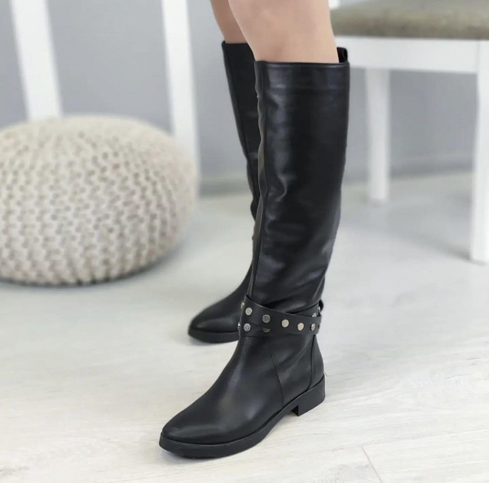 Nivelle Красиві жіночі зимові чоботи шкіряні на низькому ходу чорні на хутрі 5466/2517 р. 39, 4 Коломия - фото 4