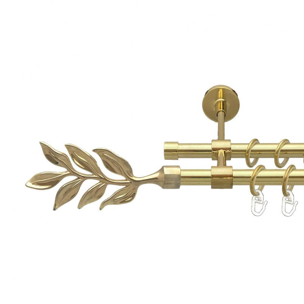 Карниз Orvit Лавр металевий дворядний закритий гладка труба кільце металеве Золото 16\16 мм 300 см (00-00014522) Львів - фото 1