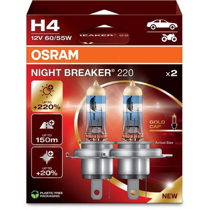 Комплект галогенових ламп OSRAM H4 64193NB220-2HB Night Breaker +220% 60/55W 12V P43T (2 шт) Харків - фото 3