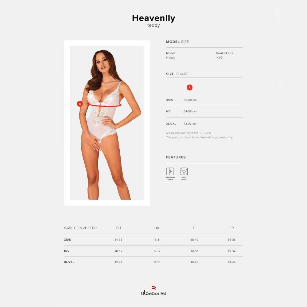 Еротичне напівпрозоре боді Obsessive Heavenlly crotchless teddy XS/S, з доступом Sex Aura Київ - фото 5