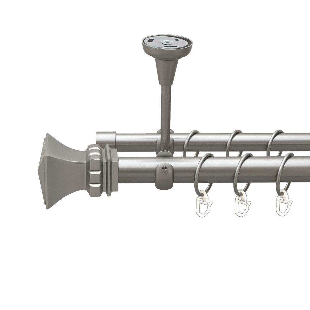 Карниз Orvit Емпорія металевий дворядний відкритий до стелі гладка труба кільце металеве Сатин 25\19 мм 160 см (00-00023896) Львів - фото 1