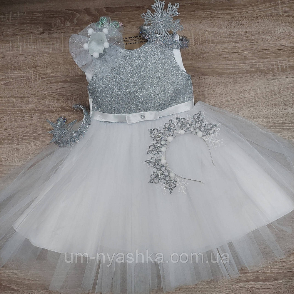 Детское нарядное платье Снежинка с блестками Кривой Рог - изображение 1