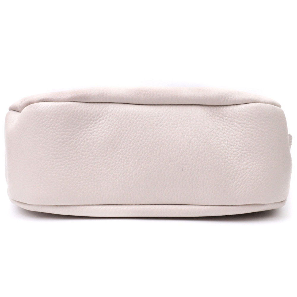 Жіноча сумка через плече з незвичайним бігунком брелоком з натуральної шкіри Vintage 22616 Біла Київ - фото 10