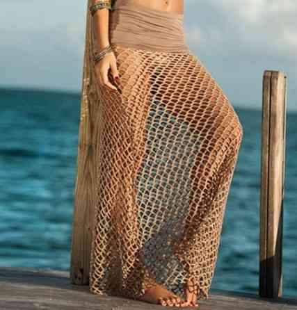 Пляжна спідниця в сітку універсальний бежевий Київ