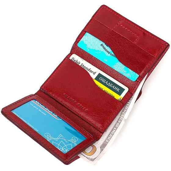 Компактное женское портмоне в три сложения GRANDE PELLE 16788 Бордовый Киев