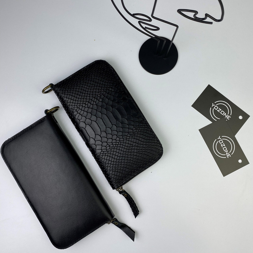 Чоловічий гаманець на блискавці шкіряний, місткий гаманець з відділеннями, чорнийMasterSem Київ - фото 4