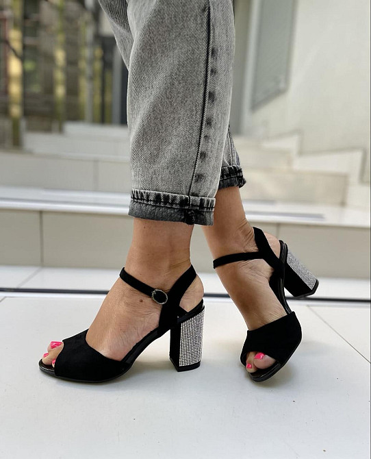 PLPS Босоніжки жіночі чорні PLPS 285-3 літні з екозамші на стійкому підборі/Молодяче взуття Коломыя - изображение 10