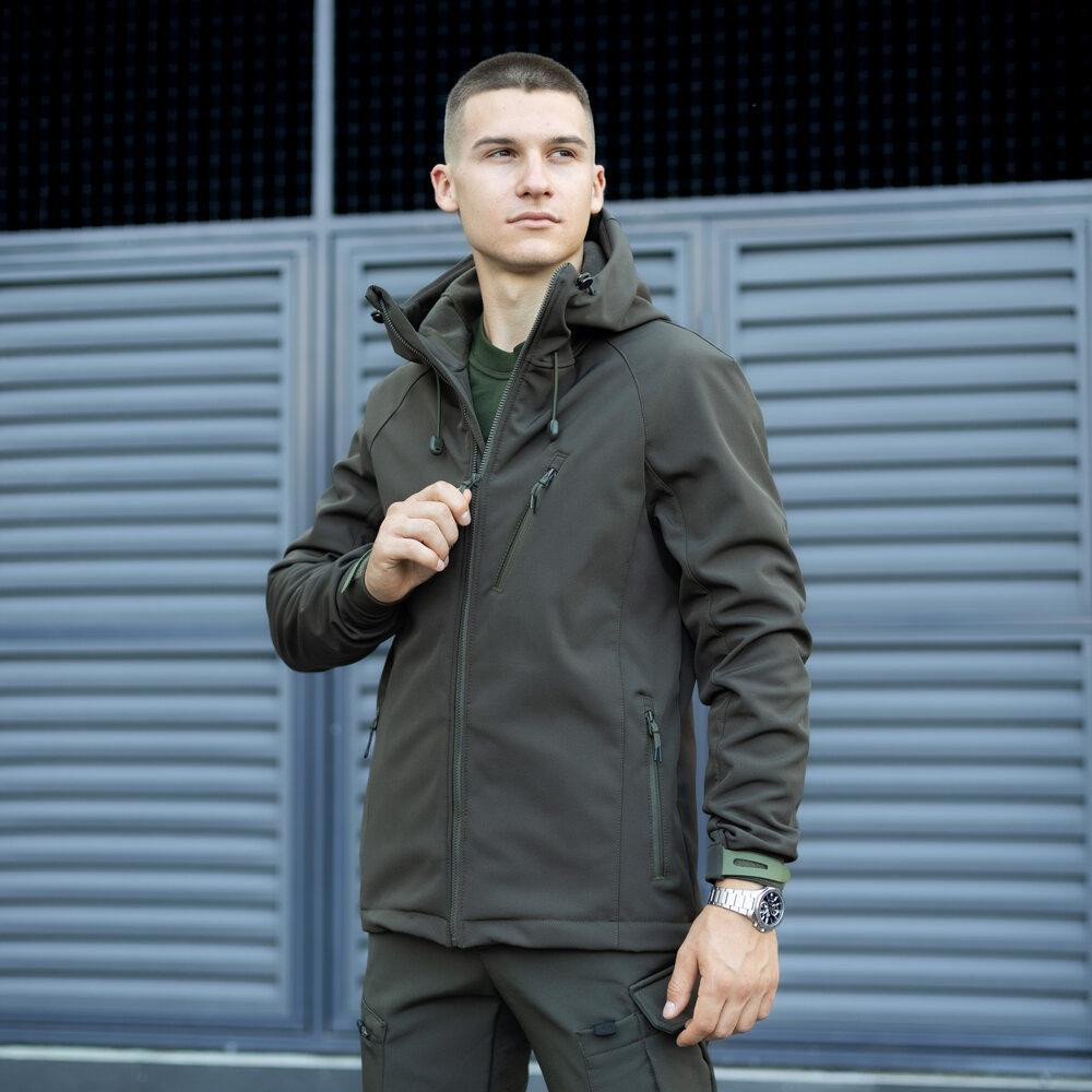 Чоловіча куртка soft shell Pobedov Matrix софтшелл Куртка демісезонна з капюшоном осінь весна хакі Одеса - фото 2