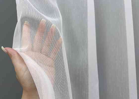 Тюль бамбук с вышивкой и бархатом цвет белый с серым 1811т Киев