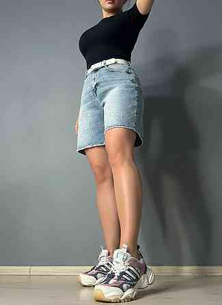 Шорты женские джинсовые Vanver 2025 бермуды с ремнем стрейчевые голубые, голубой, 26, 26, 71 см, 100 см Киев