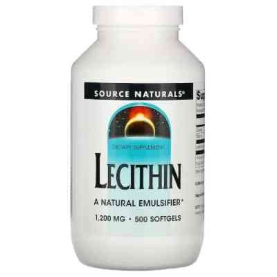 Амінокислота Source Naturals Лецитин, 1200мг, Lecithin, 500 желатинових капсул (SN0618) Вінниця
