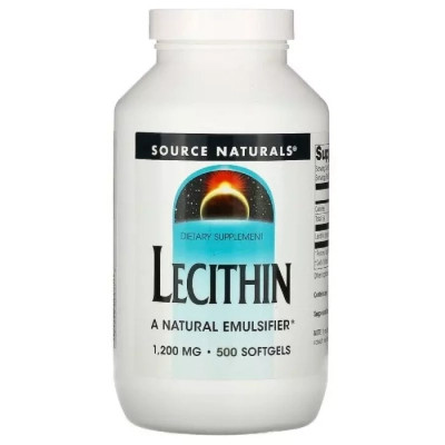Амінокислота Source Naturals Лецитин, 1200мг, Lecithin, 500 желатинових капсул (SN0618) Вінниця - фото 1