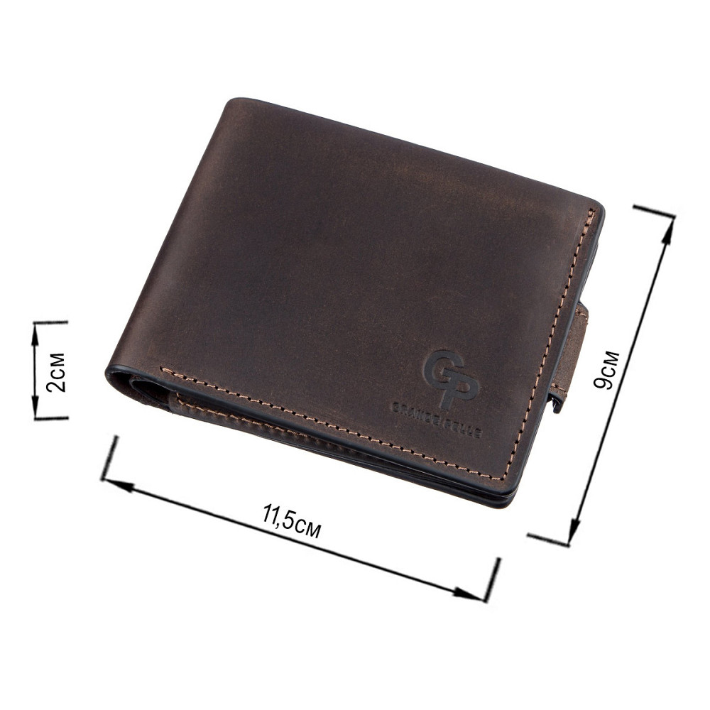 Горизонтальное портмоне унисекс GRANDE PELLE 11218 Коричневое Киев - изображение 3