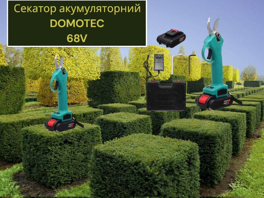 Секатор акумуляторний DOMOTEC 68V для обрізки гілок та чагарників, в кейсі, садовий інструмент Одеса - фото 2