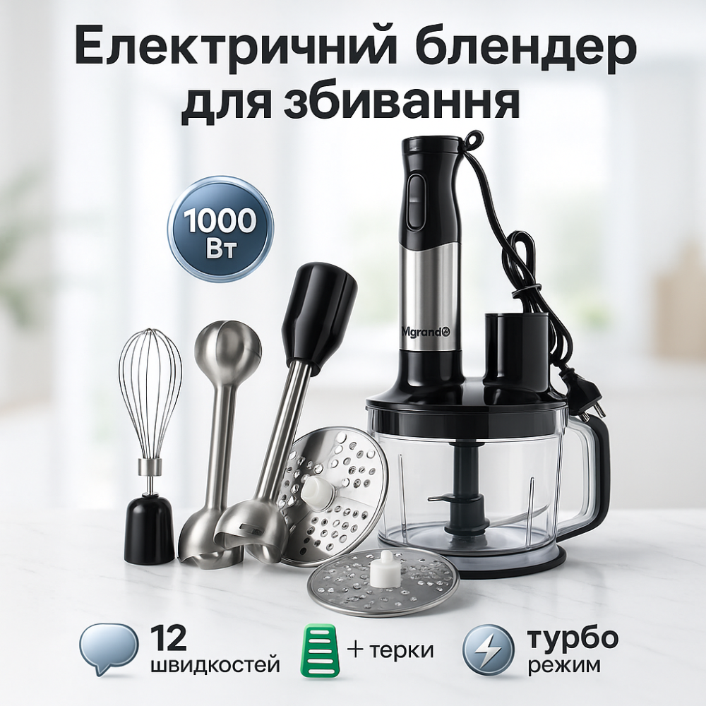 Гарний занурювальний блендер для дому ViLgrand, Блендери кухонні, Блендер побутовий електричний SQ-38 Львів - фото 17